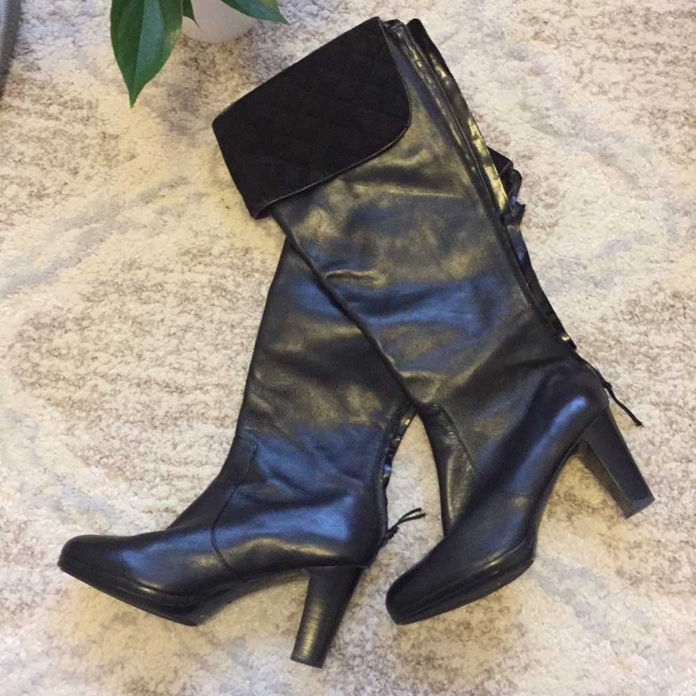 SOLD! Ralph Lauren tall black leather boots Size 8